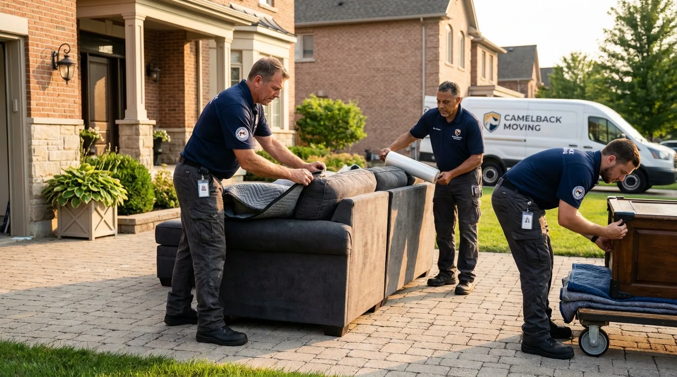 Large estate moving crew wrapping furniture in Fredonia, AZ
